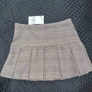 Zara Girl’s Tan Checkered Mini Skirt
